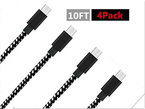 AOSON Micro USB Cable [4Pack] Braided Fast Charger Cordsfor Samsung USB Cables/Android Cables - Micro USB Charging Cables for Galaxy S7/S6/S5,Note 5/4/3,HTC,LG,Nexus Sony (4X10ft Black White)
