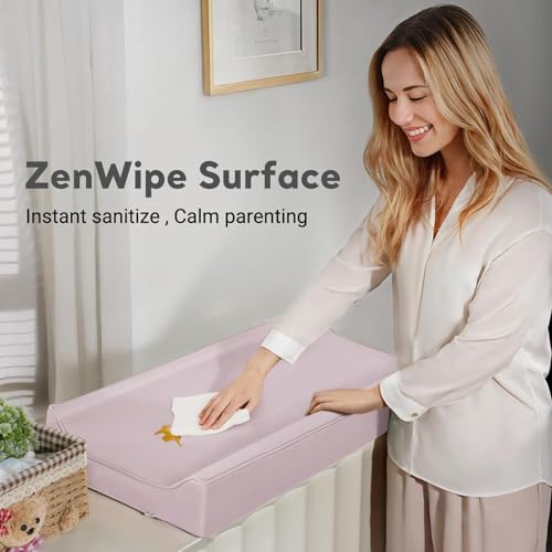 Baby Changing Pad, Waterproof Diaper Changing Pad for Dresser and Table, Leather Wipeable and Easy to Clean, Light Pink 78 * 40 * 11Cm