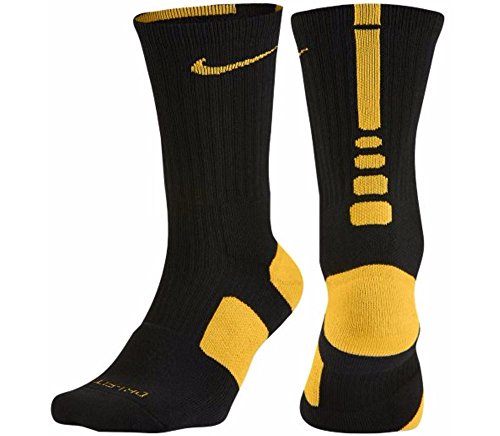 Nike Mens Elite Basketball Socks Large (Size 8-12) Black, Gold Steelers