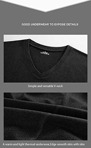 Thermal Underwear for Men Fleece Lined Thermals Men\'s Base Layer Long John Set Gifts Black L