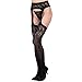 Sunnorn Women's Sexy Lace Lingerie High Waisted Garter Belt Pantyhose/Stockings (Black) Free Size fits Most
