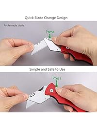 Cuchillo plegable de acero inoxidable con 5 cuchillas de cambio rápido, diseño de cerradura de seguridad