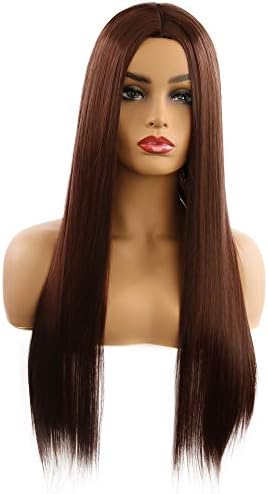 Fleurapance Women Wigs Cosplay Long straight High Quality Heat Resistant Synthetic Hair Wigs (dark brown)