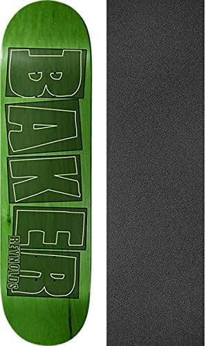 Baker Skateboards Andrew Reynolds Brand Name Stroke Lime Skateboard Deck - 8" x 31.5" with Jessup Black Griptape - Bundle of 2 Items