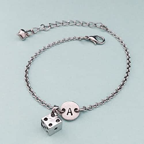 Dice charm bracelet, dice charm, adjustable bracelet, gambling, personalized