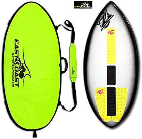 East Coast Skimboards Deluxe Skimboard Package - Zap Wedge Medium 45” - Black Halo - Rider Weight Limit 140 lbs - Neon Green Bag