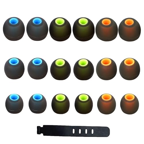 MQIMY Silicone Earbud Tips - Fit Most In-Ear Earbuds (Inner Hole 3.8mm - 5.1mm) - 9 Pairs S M L