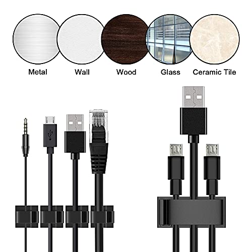 Cable Clips, 48PCS Gooze Management Adhesive Cable Clips - Charging Cable Ethernet Cable Clips Wire Folder for Car/Office/Home/Desk/PC/PS5/Xbox/Decoration LED strip (Included S and L Size)