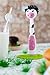 Vigar Mooo Dish Brush With Soap Dispenser and Spatula, 10-Inches, Green, Pink, Black, White