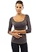 Patty Women's Boutik Scoop Neck Ruched Gathered Raglan Long Sleeve Blouse