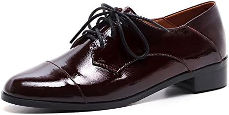 VASHOP Women's Slip-On Loafers Patent Leather Dress Shoes Wine US7.5
