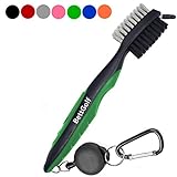 Golf Club Brush and Groove Cleaner Brush By Favdoor Brushes in 6 Different Colors For Golf Shoes/Golf Club/Golf/Golf Groove, 2 Ft Retractable Zip-line Aluminum Carabiner (Green)
