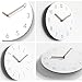 Simple Modern White Round Wooden Wall Clock 11 inch Non-Ticking one AA Battery Powered (Time Bars)
