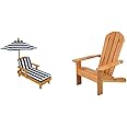 KidKraft Outdoor Wooden Chaise Lounge and Adirondack Chair Set for Kids