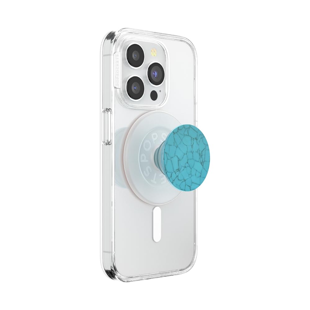 PopSockets Phone Grip for MagSafe with Kickstand, Magnetic Stand, Swappable Top, Secure Hold for iPhone MagSafe Cases, Phone & Tablet Grip, Cute PopSockets - Accent Turquoise Image