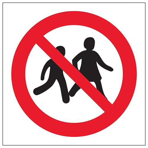 V Safety No Children Logo 100 x 100 mm - 3mm Brushed Aluminium Composite Safety Sign
