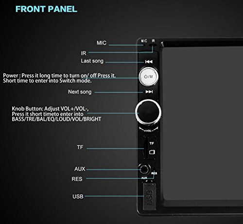 7 Inch Double Din Touch Screen Car Stereo Receiver,UPsztec Universal Car Audio with FM,AM,MP5,Seven Colorful Lights In-dash Wireless Bluetooth Receiver(7020B)