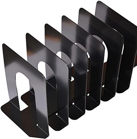 oammx Metal Bookend (Black,Height 6.7") (3 Pair)