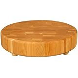 Catskill Craftsmen Wood End Grain Round Cutting Slab with Feet