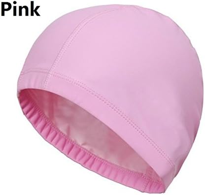 KOONARD Girls Swimming Hat, Elastic Waterproof PU Fabric Protect Ears Long Hair Sports Swim Pool Hat Free size for Men & Women Adults