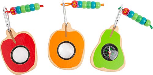 Small Foot 11521 Very Hungry Caterpillar Display Explorer Tools, Wood, 3 Different with Carabiner Toys, Multi-Colour