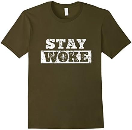 Mens Stay Woke T-shirt Medium Olive