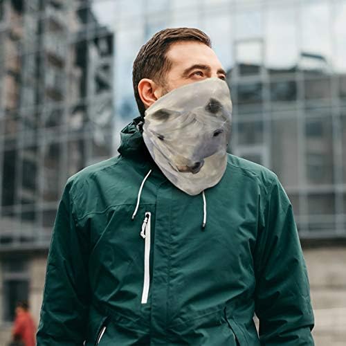 Colorful bandana face mask with various activities print design, suitable for biking and outdoor use.