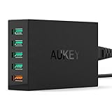 Quick Charge 2.0 AUKEY 5-Port USB Charger for Galaxy S8/S7/S6/Edge, Note 4/5, iPhone, Nexus and More | Qualcomm Certified