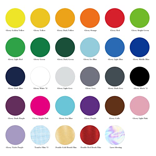 Victarvos Plotterfolien-Set 33 Stück für Starter, Vinylfolie Plotter Selbstklebend 30.5 x 30.5 cm für Cricut, Set mit 30 Plotterfolien und 3 Transferfolien, in 28 Farben