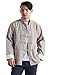 Idopy Men`s Chinese Traditional Linen Cotton Tai Chi Kung Fu Mandarin Collar Frog-Button Shirt Beige Asian M US XS