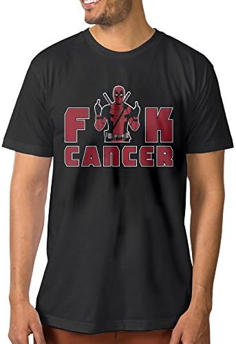 Fuck Cancer Deadpool Cartoon Role Mens Short-Sleeve Crew Neck T-Shirt