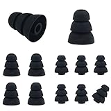 ALXCD Triple Flange Ear Tip, 6 Pairs (S/L) Size Triple Three Flange Noise Isolate Silicone Replacementl Cushion Ear Bud Tips with 4mm Connector Hole, Fit for Most in Ear Earphone (Black)[Small/Large]