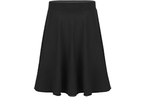 renvena Kids Girls Solid Color Lightweight Stretchy Knee Length Skirts Casual Wear Lyrical Ballet Dance Skirts