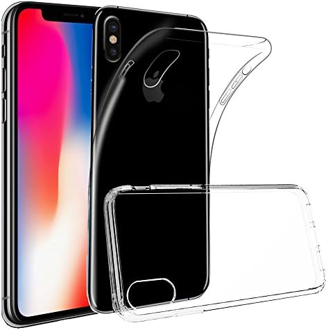 TekSonic Case for iPhone Xs and iPhone X, Crystal Clear, Transparent Soft TPU Rubberized Gel Case [Shock Absorption] Full Cover Anti Slip Back Case for Apple iPhone Xs and iPhone-X