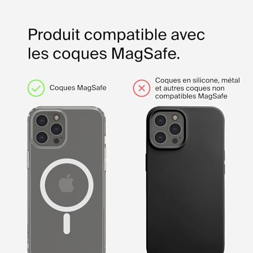 BoostCharge Pro Batterie Externe Magnétique sans Fil 5000mAh avec Qi2, Chargeur Portable Compatible MagSafe, Support intégré, Batterie Portable pour iPhone 16, iPhone 15, 14, 13, etc., Noire