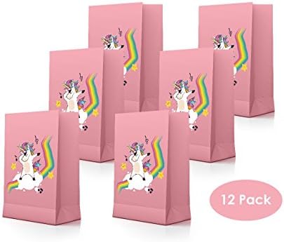 Unicorn Party Bags for Favors, Goodies Treats (12 Set) Super Cute | Perfect for Kids Unicorn Dab Rainbow Party Theme Bags & Goodies | Party Supplies Bags -Fill Bags with Treats, Toys or Games.