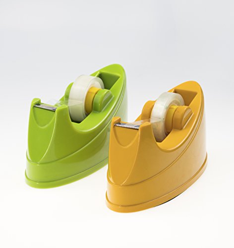 Prosun Desktop 1/4'', 1/2'' Tape Dispenser, Office and School Clear Tape Cutter, Modern Simple Design, TG07-YLW