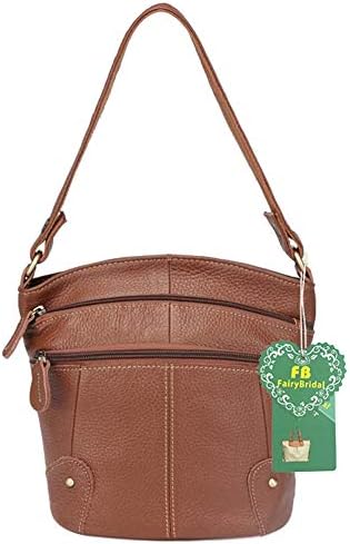 FairyBridal Triple Zipper Pocket Women Leather Messenger Handbags,Crossbody Bag Satchel Purse