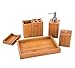 Sansnow Bamboo Bathroom Accessory Set with Soap Dispenser, Cotton Ball Box, Toothbrush Holder, Toothpaste Holder, Soap Dish, Towel Tray Bathroom Set for Home, Hotel, Classic 6 Pcs Bath and Vanity