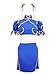 DAZCOS Women's US Size Game Fighter Cosplay Costume Blue Cheongsam with Hair Accessories and Waistband Halloween Costume(Small)