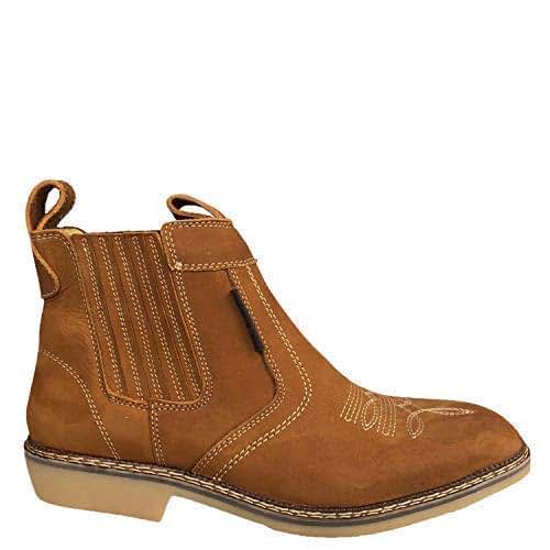Brunello's Men's Leather Square Toe Western Boot with Low