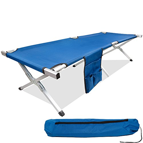 Snail 73" Aluminum Portable Sports Camping Cot and Sleeping Bed, Folding Hiking Military Cots with Organizer & Storage Bag