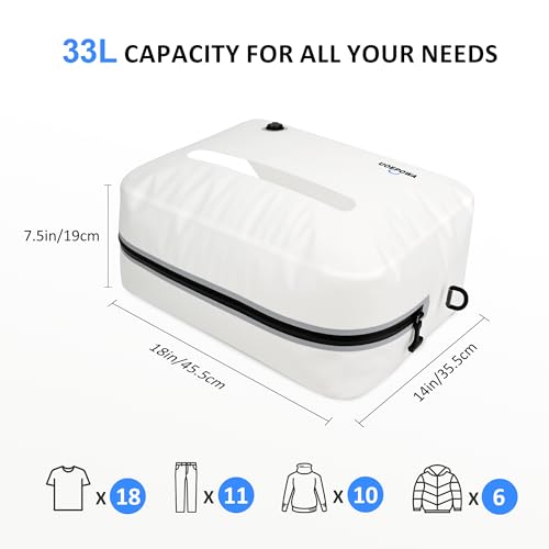 UOEPOWA Vacuum Bags for Travel with Wireless Pump, 180° Open Zipper, IPX8 Waterproof Durable, See-Through Window, 33L Recycled Space Saver Compression Bags for Backpack, Suitcase, Home Storage, 1-Pack