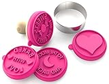 Silicandy Cookie Stamp Molds - 4/6 Set - Great for Activities with Kids - Themes are Get Well Soon / Royal Princess / Social Media Tween / Spread the Love - Silicone Kit for Homemade Cookies [Pink]