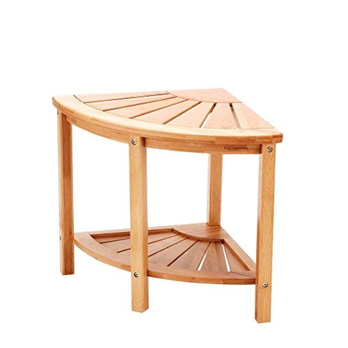 Shower Bench Bamboo Seat Corner Storage Shelf Sturdy Stool for Shaving Foot by Bamfan