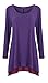 Floral Find Women Long Sleeve A-line Tunic Top Scoop Neck Loose Fit Blouse Shirt Flowy Layered Hem (Purple, XX-Large)
