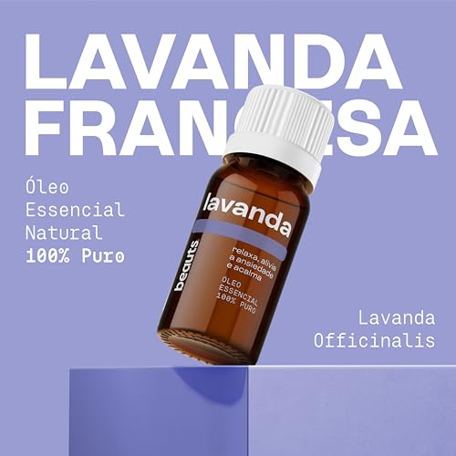 Óleo Essencial Lavanda Francesa - 100% Puro e Natural - Para Ansiedade, Estresse e Hora de Dormir - Calmante e Relaxante - Óleo Essencial Para Aromaterapia, Difusor, Massagem e Banho - 10 mL, Beauts