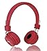 Wired Kids Headphones with Microphone and share port, Foldable Lightweight Adjustable Stereo Headset for Cellphones Smartphones iPhone iPod Laptop Computer and More by Termichy (Red)