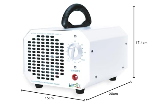 New Ledit Ozone Generator 10000mgh – CE Certified + CNR Certificate – Ozonizer Designed in Italy with Timer 120 Min Professional and Commercial Use, Instruction Manual in Italian Included