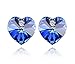White Gold Plated Heart Shaped AAAAA Australia Crystal Stud Earrings Fashion Jewelry for Women (Blue)